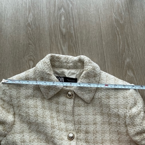 Zara Tweed Jacket Gold Ivory Size Small - Picture 10 of 10